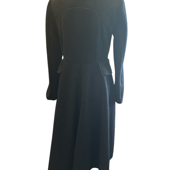 Anthropologie Navy Blue Long Sherpa Suede Coat One Button Front Pockets - Picture 2 of 6